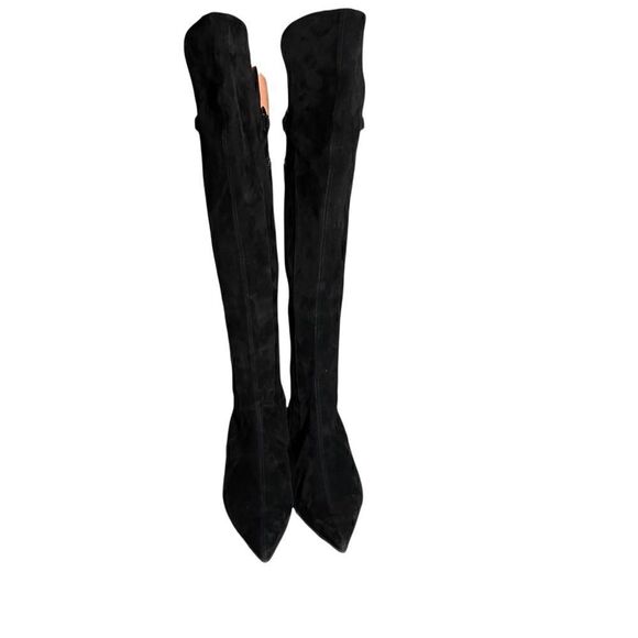 Pura Lopez Over Knee Suede Boots Kitten Heels - Picture 5 of 14